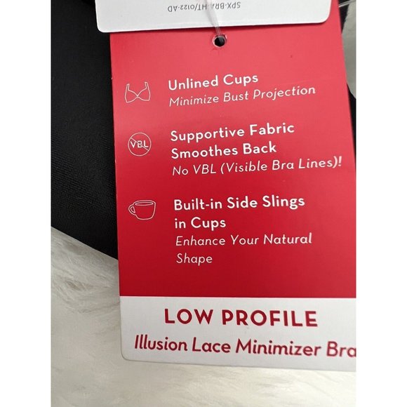 NWT Spanx Low Profile Illusion Lace Minimizer Bra Size 34G Black Champagne - Picture 6 of 11